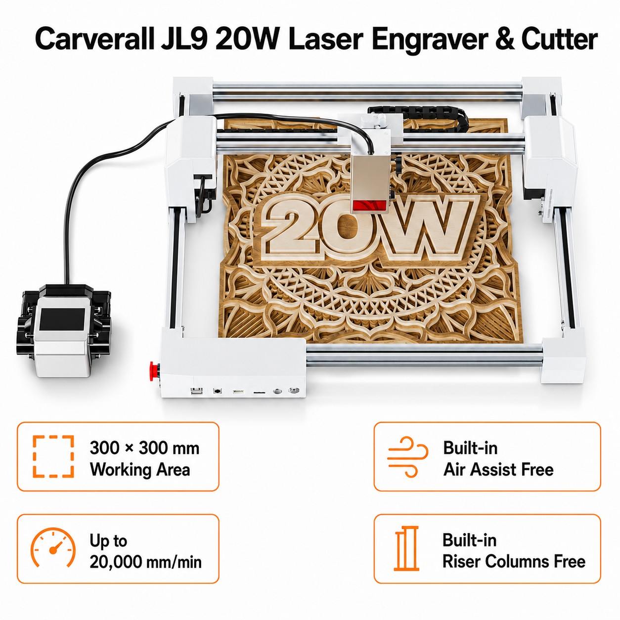 Industrial Laser Blasting - Carverall JL9 20W Laser-Gravier- und Schneidegerät,